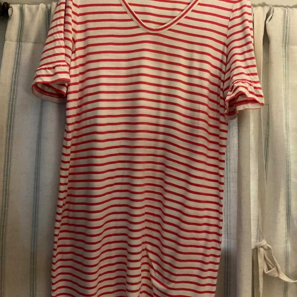 Boden Pink and white striped  T-Shirt dress Size … - image 1