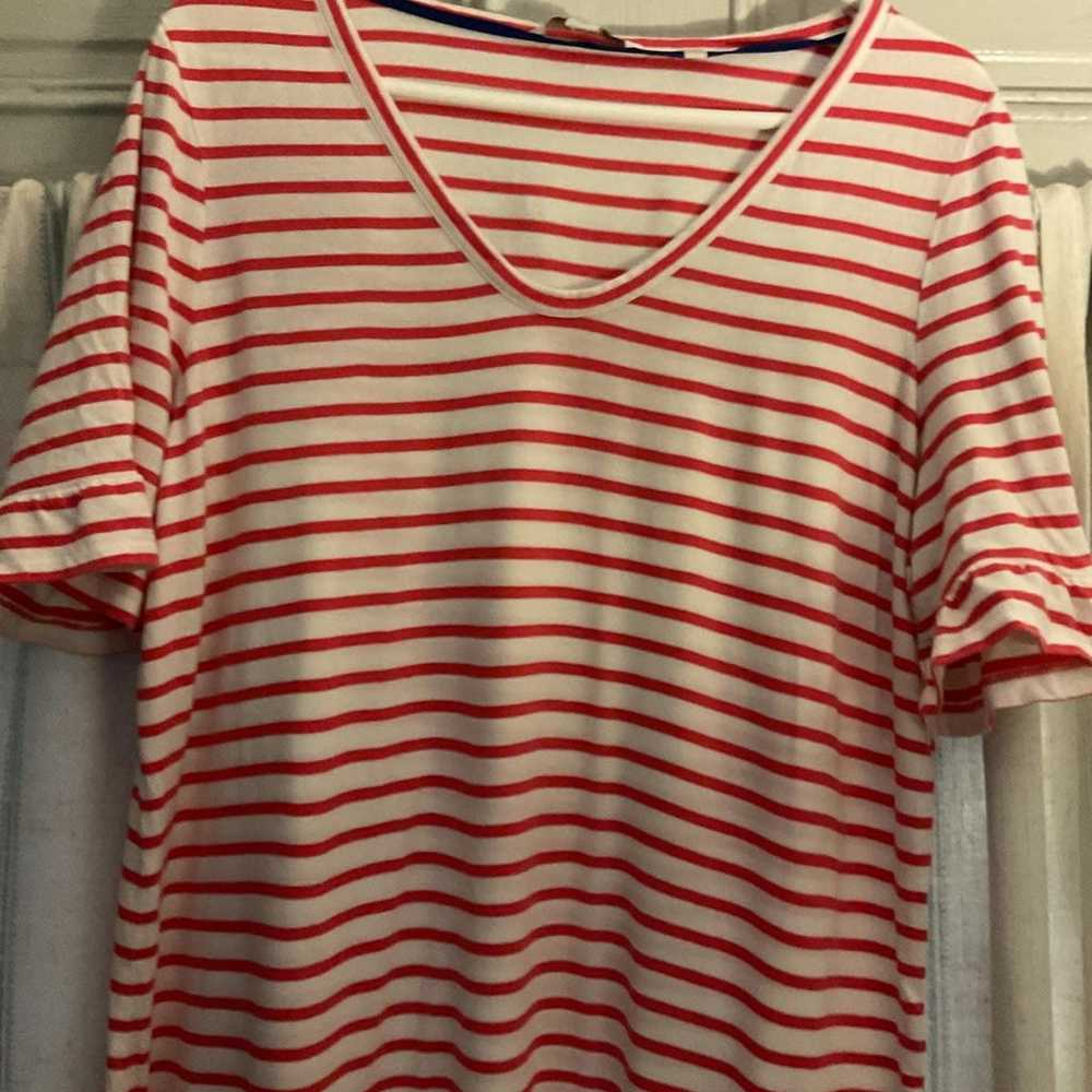 Boden Pink and white striped  T-Shirt dress Size … - image 2