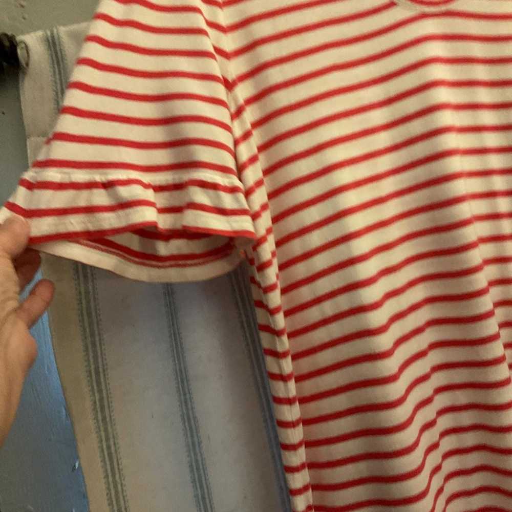 Boden Pink and white striped  T-Shirt dress Size … - image 3