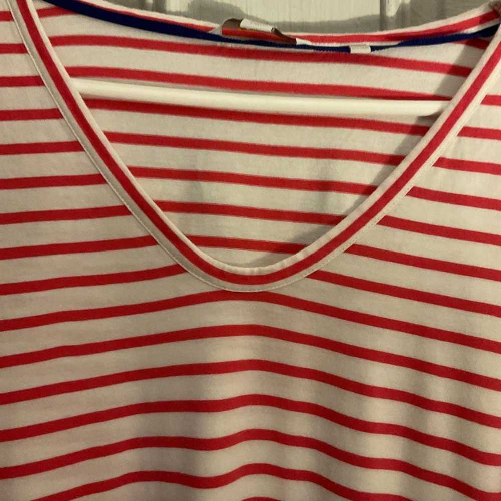 Boden Pink and white striped  T-Shirt dress Size … - image 4