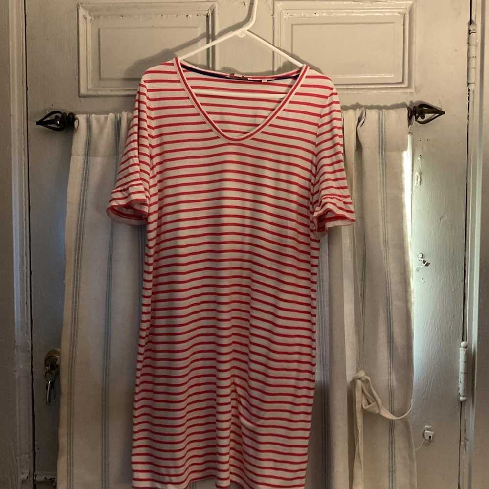 Boden Pink and white striped  T-Shirt dress Size … - image 5