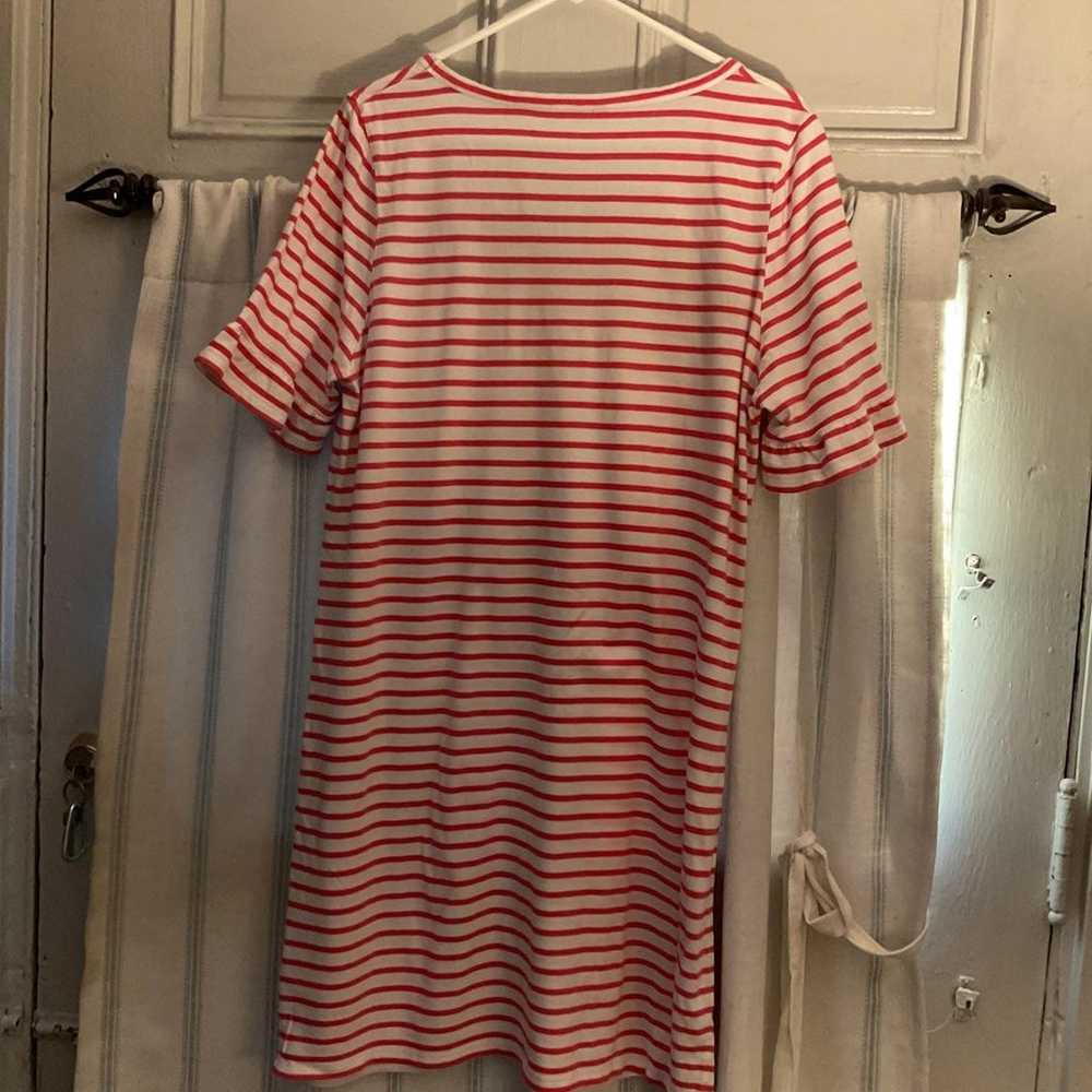 Boden Pink and white striped  T-Shirt dress Size … - image 7