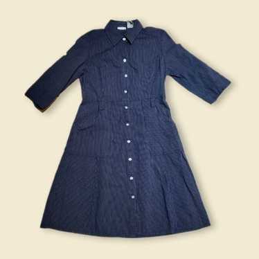 90s Y2K Cottagecore Indie Striped Navy Dress Pock… - image 1
