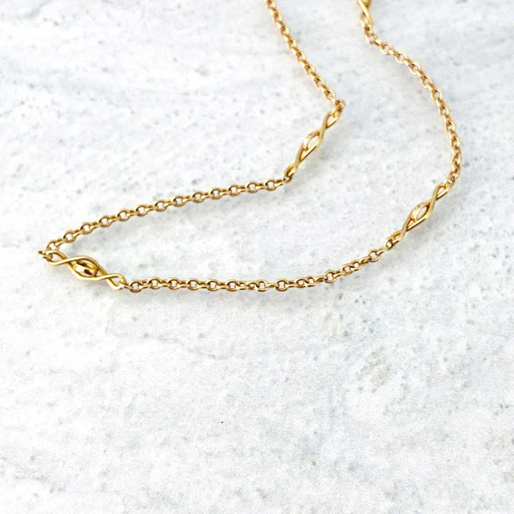 Solid Gold Pocket Watch Chain Choker Necklace - image 3