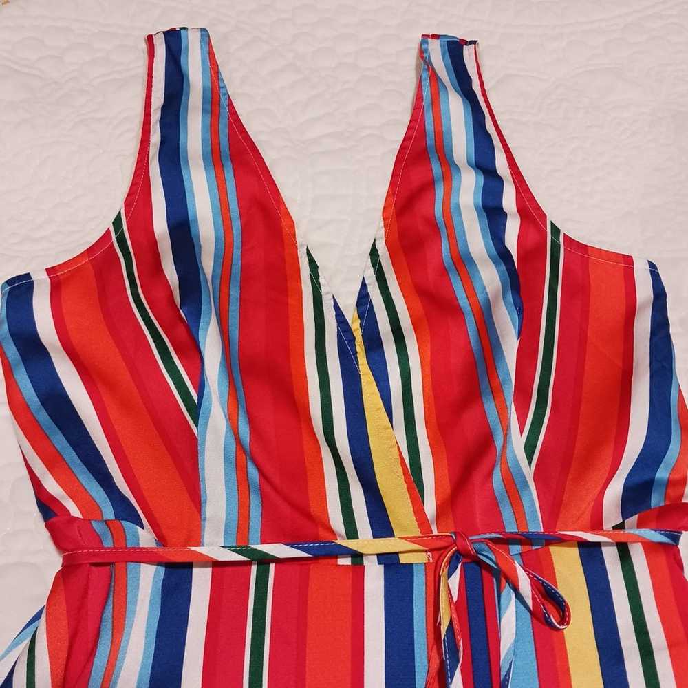 Lulus Elianna Backless Rainbow Stripe Gown - image 4