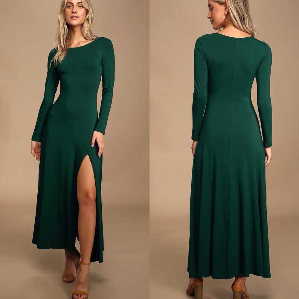 Lulus | Swept Away Forest Green Long Sleeve Maxi … - image 1