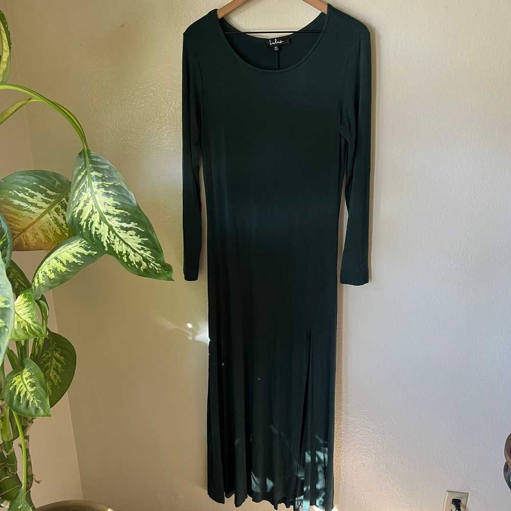 Lulus | Swept Away Forest Green Long Sleeve Maxi … - image 2