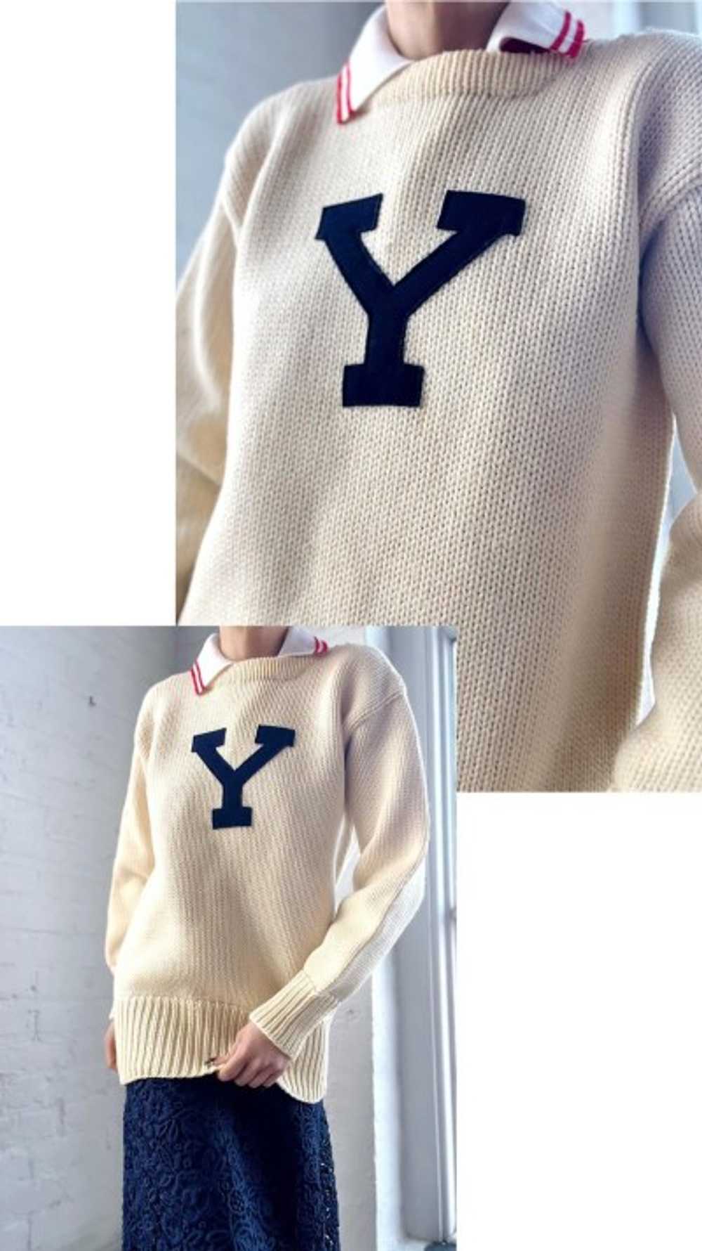 authentic Yale 40s wool knit letterman sweater - image 2