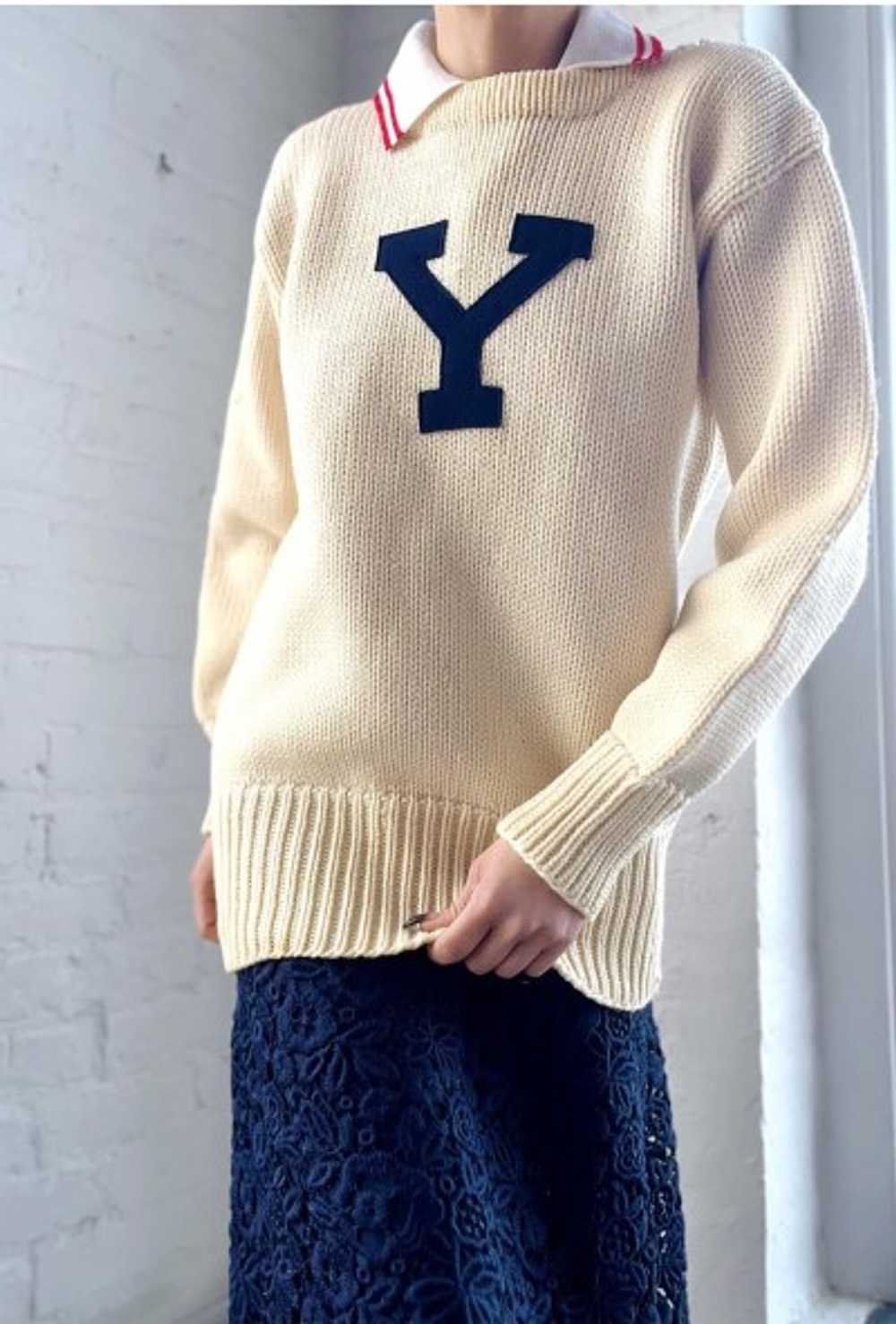 authentic Yale 40s wool knit letterman sweater - image 3