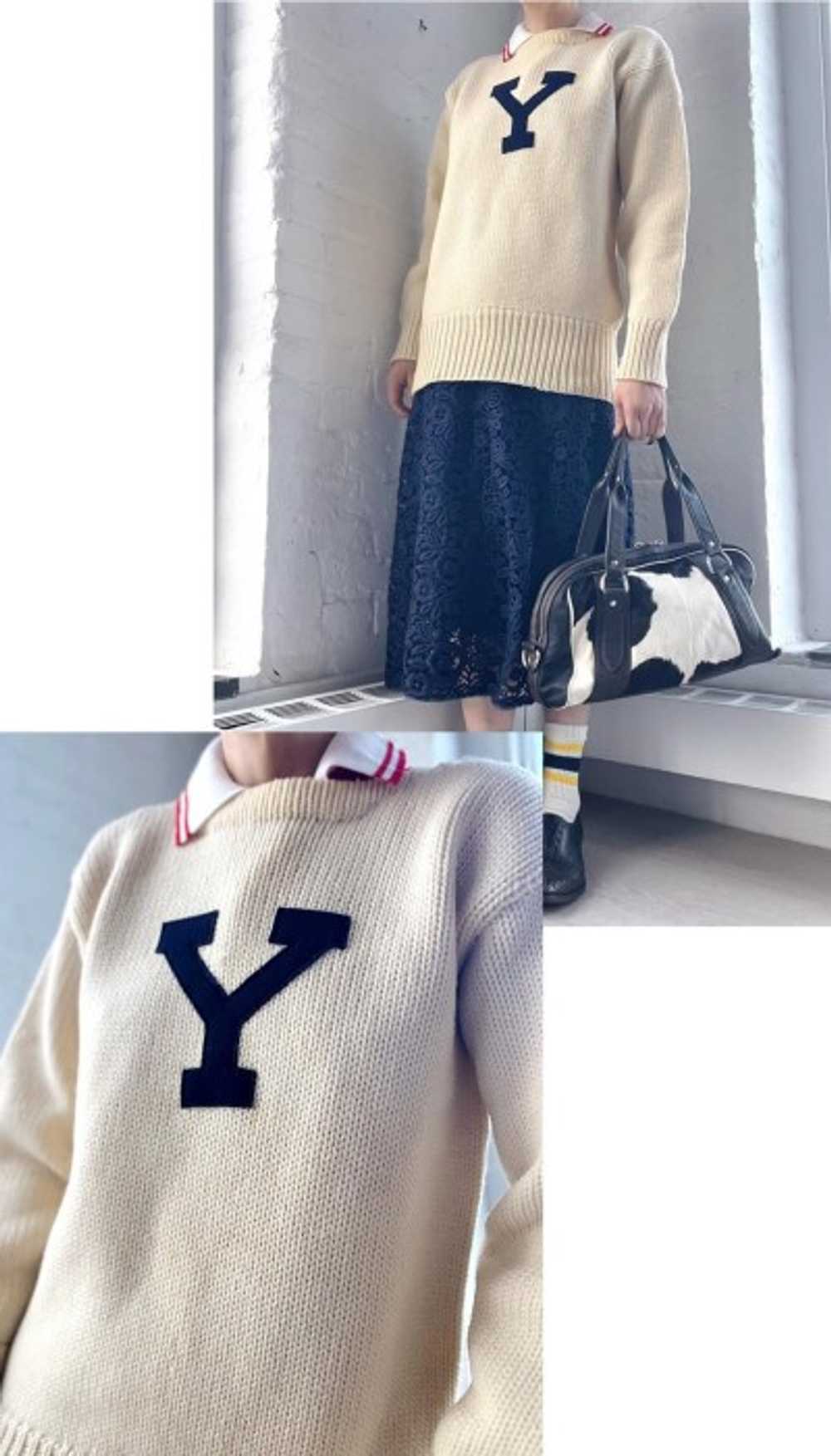 authentic Yale 40s wool knit letterman sweater - image 4