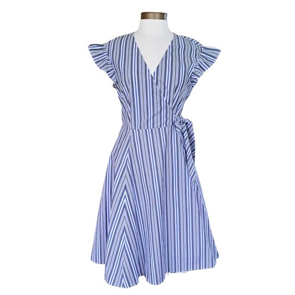 Calvin Klein Blue Striped Wrap Dress Size 4 Flutt… - image 2