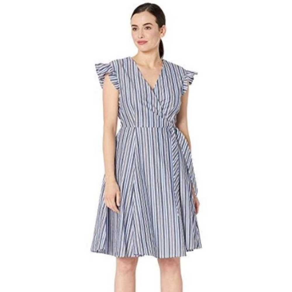 Calvin Klein Blue Striped Wrap Dress Size 4 Flutt… - image 4