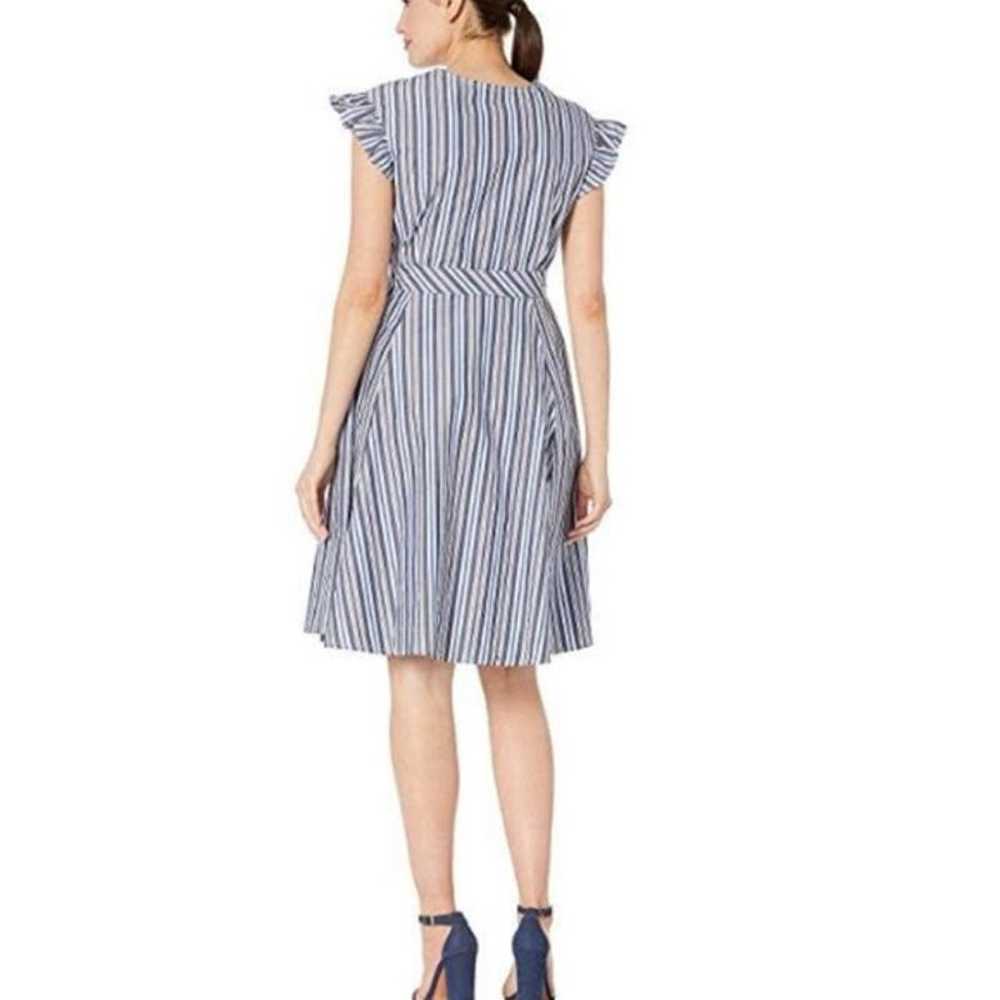 Calvin Klein Blue Striped Wrap Dress Size 4 Flutt… - image 5