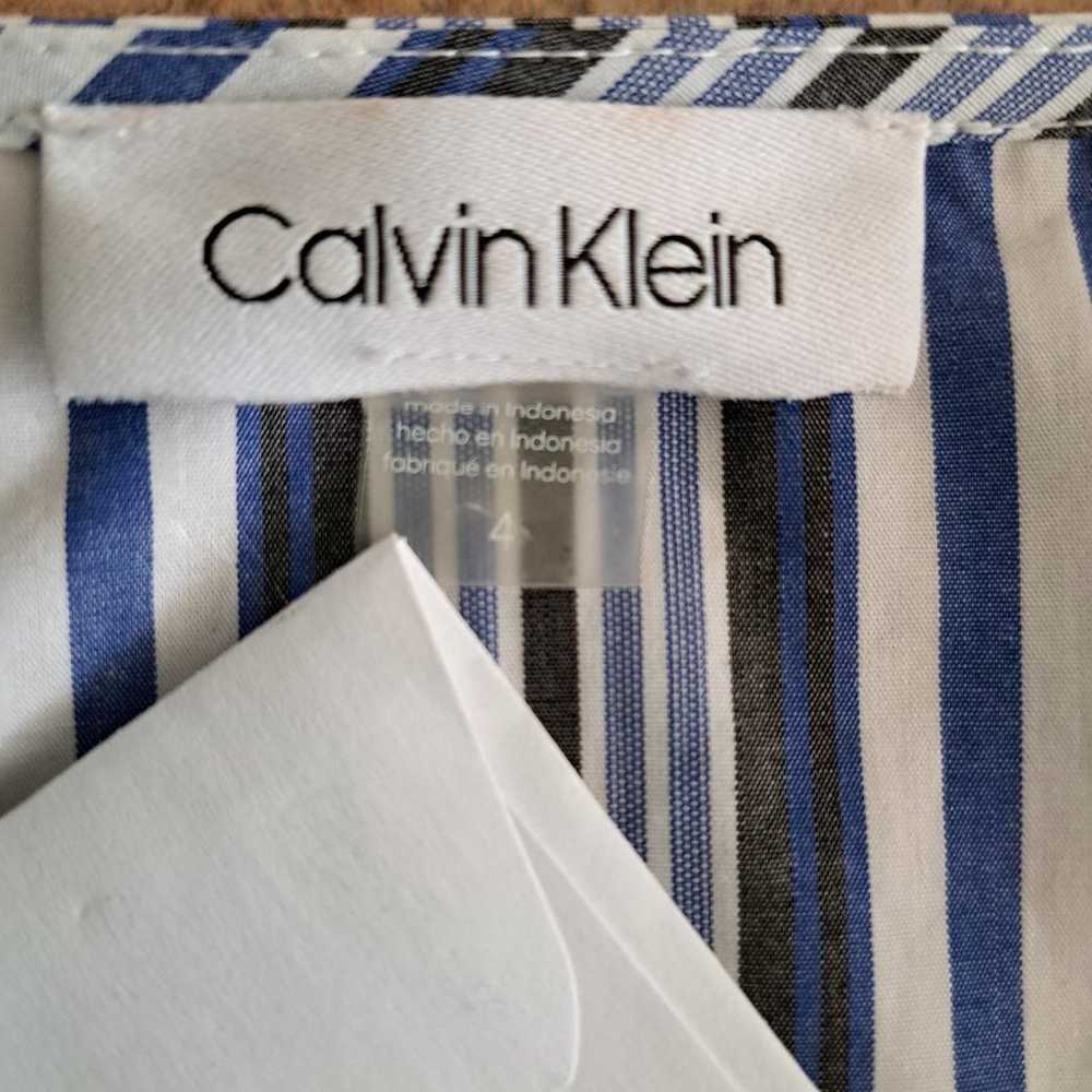 Calvin Klein Blue Striped Wrap Dress Size 4 Flutt… - image 7