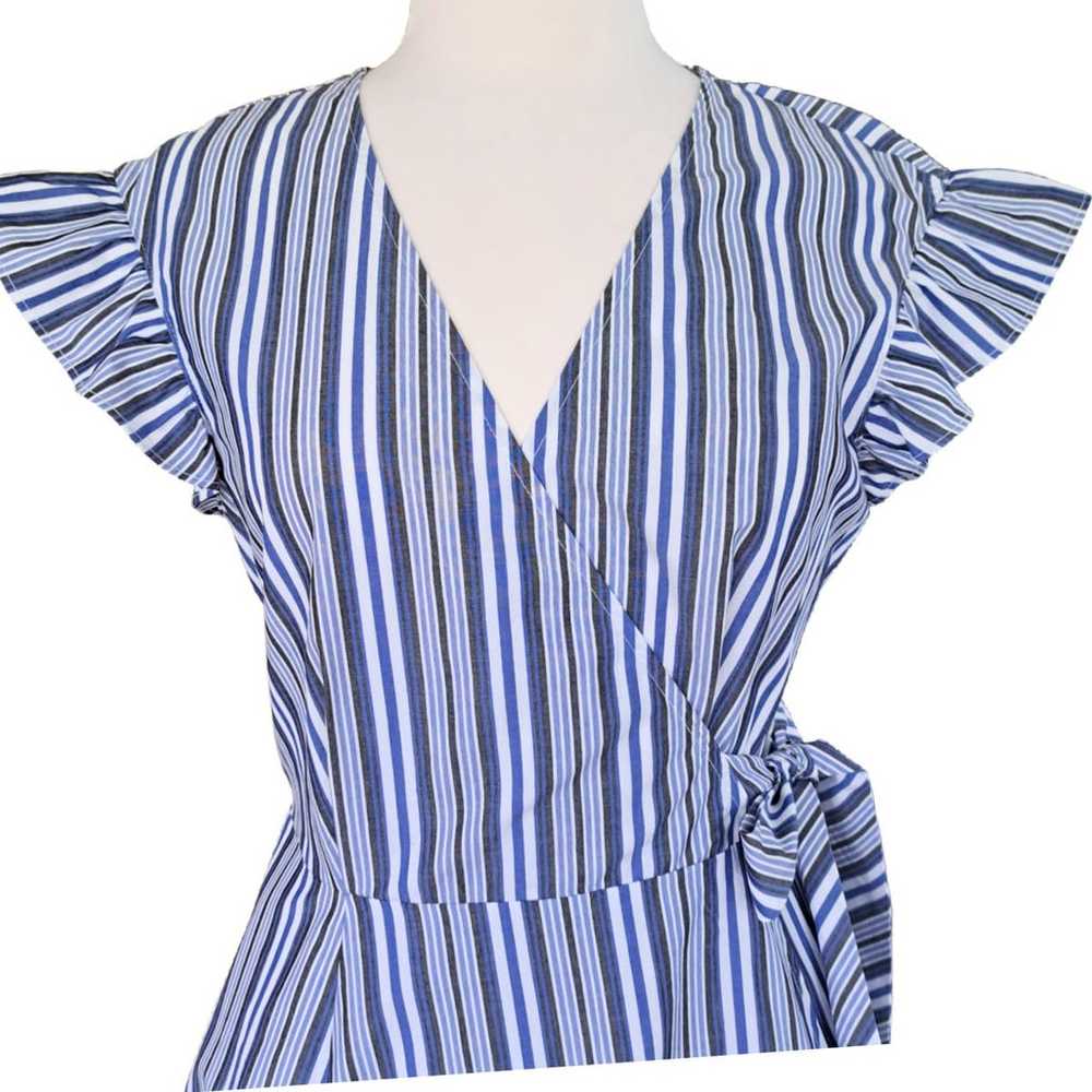 Calvin Klein Blue Striped Wrap Dress Size 4 Flutt… - image 8
