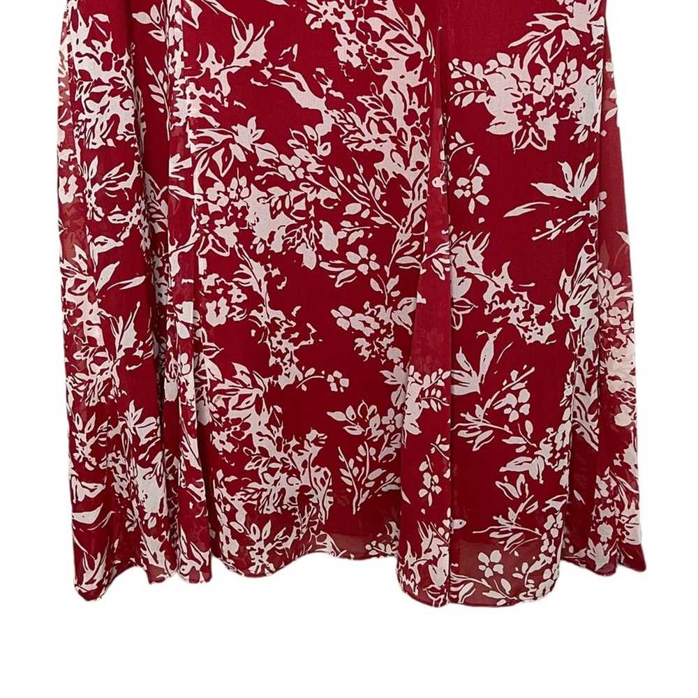 COLDWATER CREEK Silk Red & Cream Floral Calf Leng… - image 4