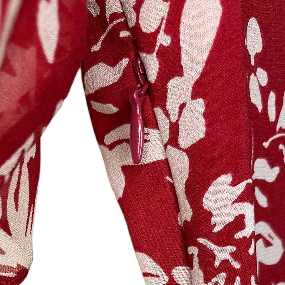 COLDWATER CREEK Silk Red & Cream Floral Calf Leng… - image 5