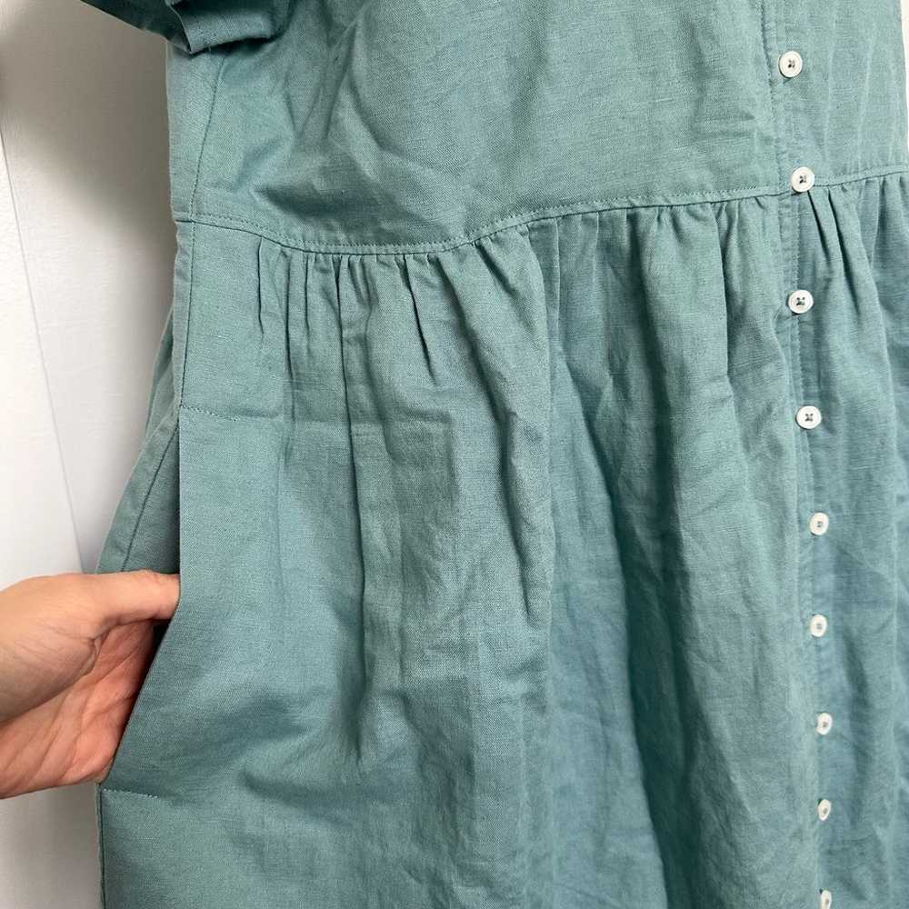 Madewell Blue Linen Button Front Dress - image 3