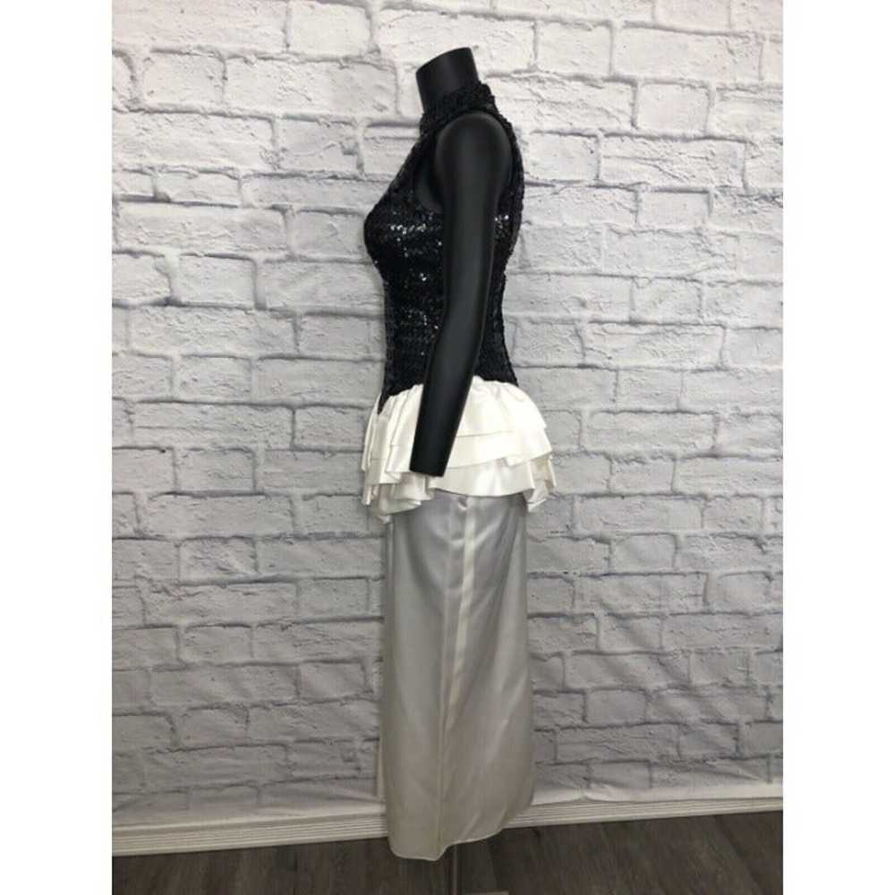 Vintage Black Sequin Halter Dress Formal Open Bac… - image 4
