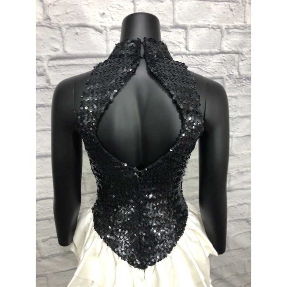 Vintage Black Sequin Halter Dress Formal Open Bac… - image 6