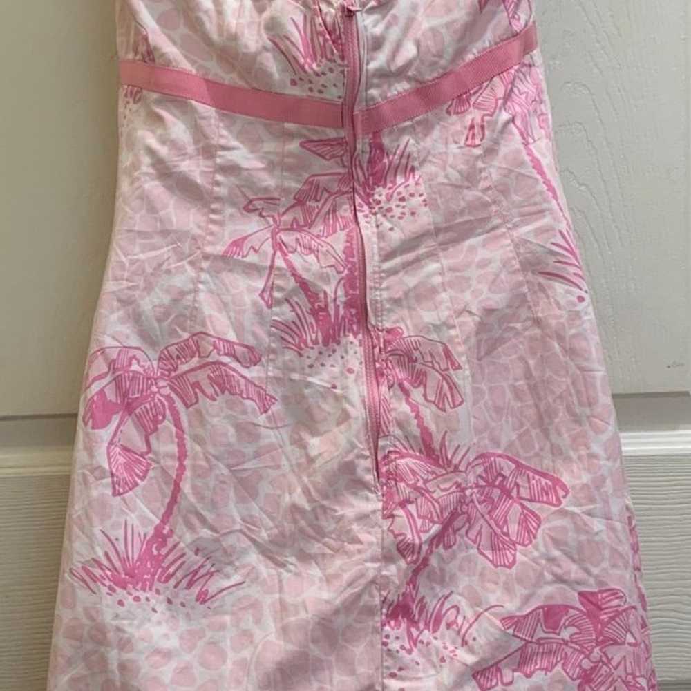 VTG White Label Lilly Pulitzer Pink Palm Tree Hal… - image 2