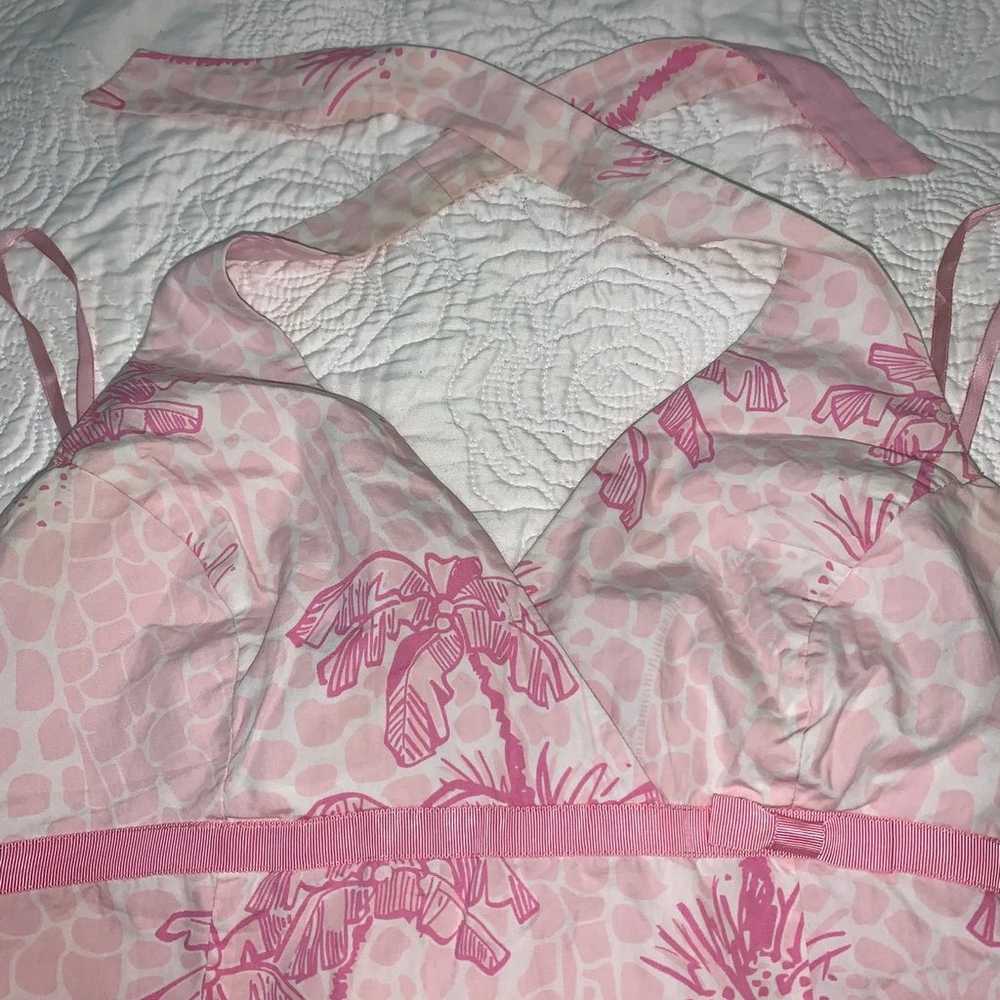 VTG White Label Lilly Pulitzer Pink Palm Tree Hal… - image 7