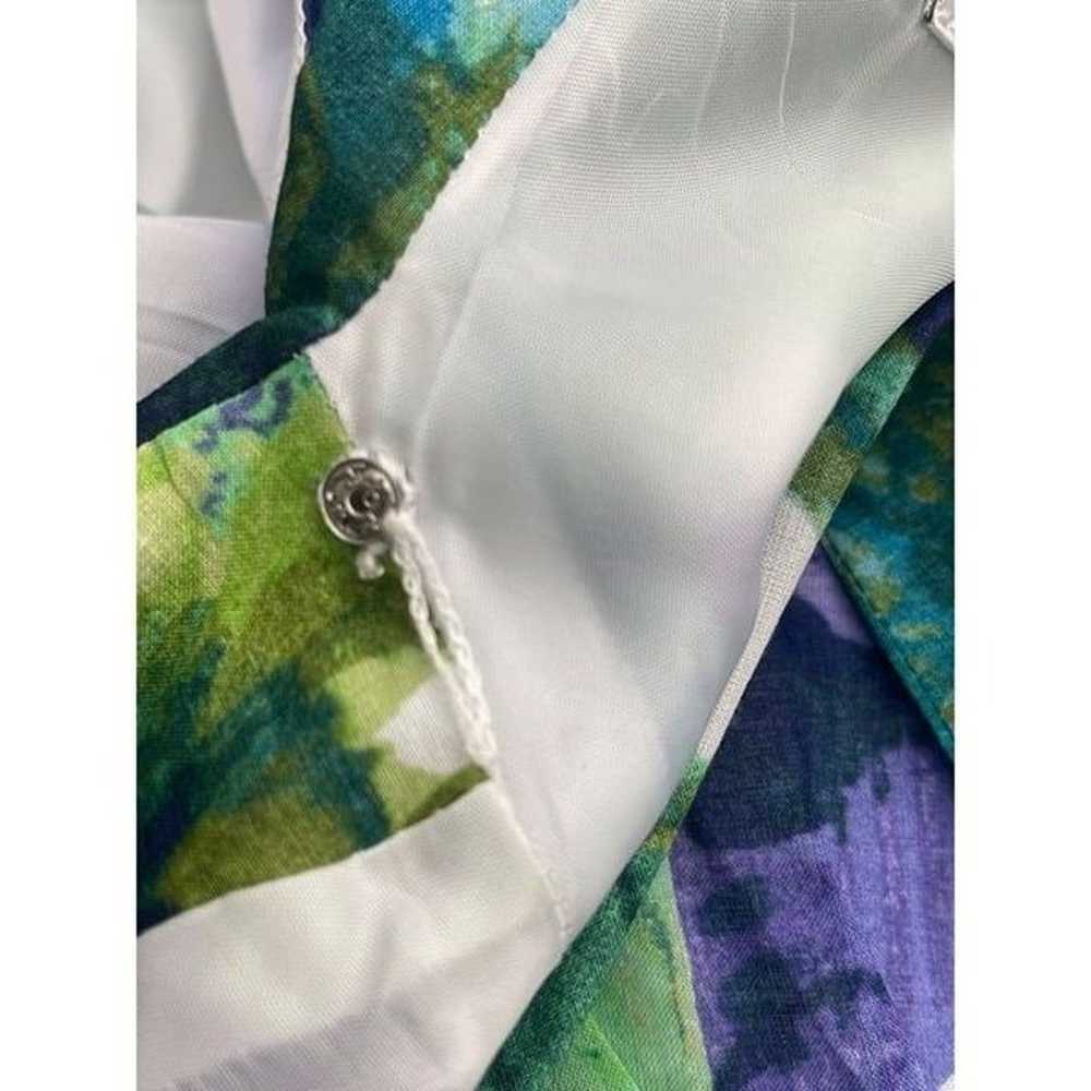 Jones Studio Green Cotton Floral Sleeveless Belte… - image 10