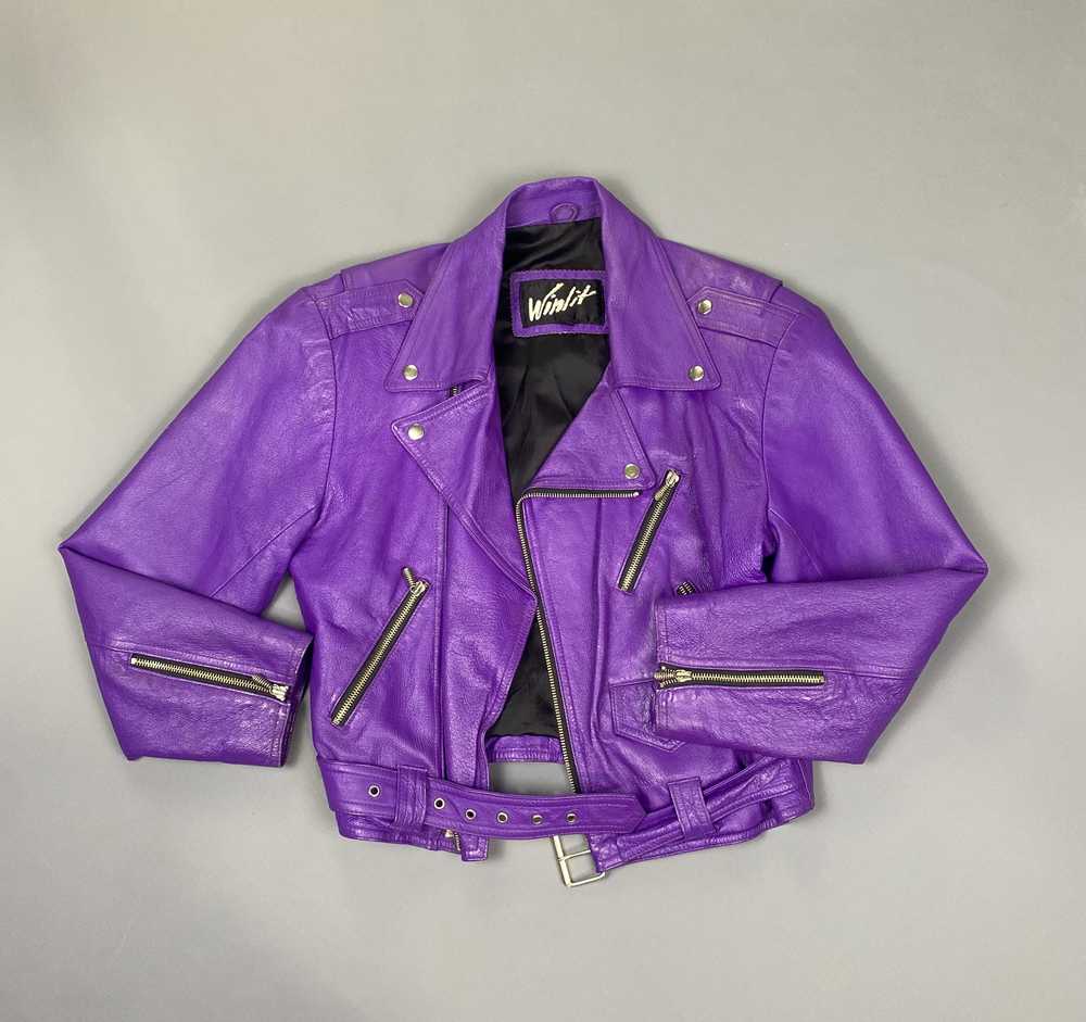 RIDICULOUSLY RADICAL 1980S ELECTRIC PURPLE LEATHE… - image 1