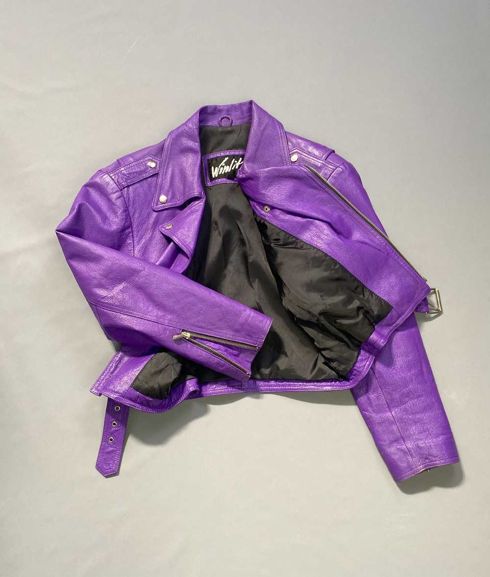 RIDICULOUSLY RADICAL 1980S ELECTRIC PURPLE LEATHE… - image 2