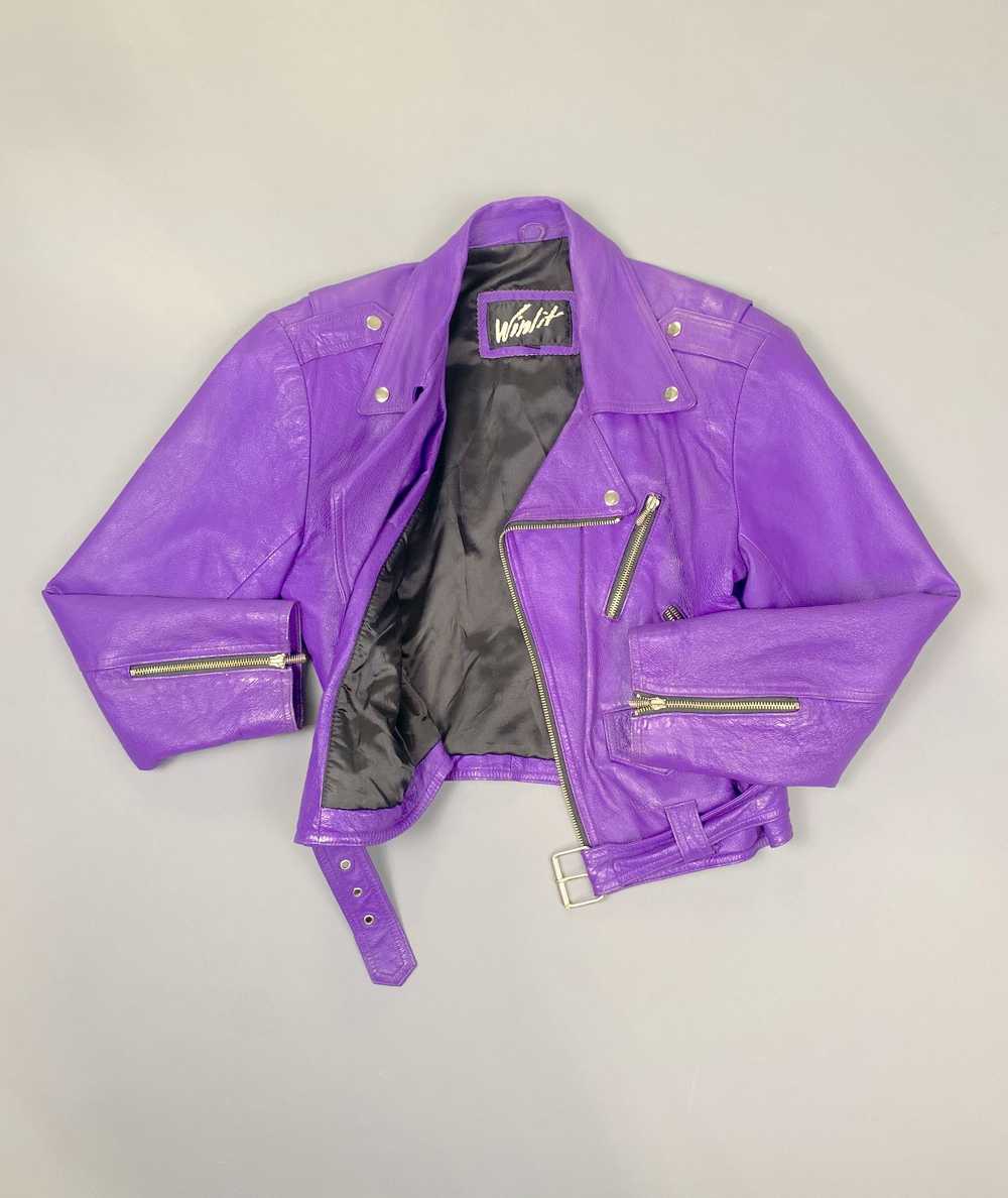 RIDICULOUSLY RADICAL 1980S ELECTRIC PURPLE LEATHE… - image 3