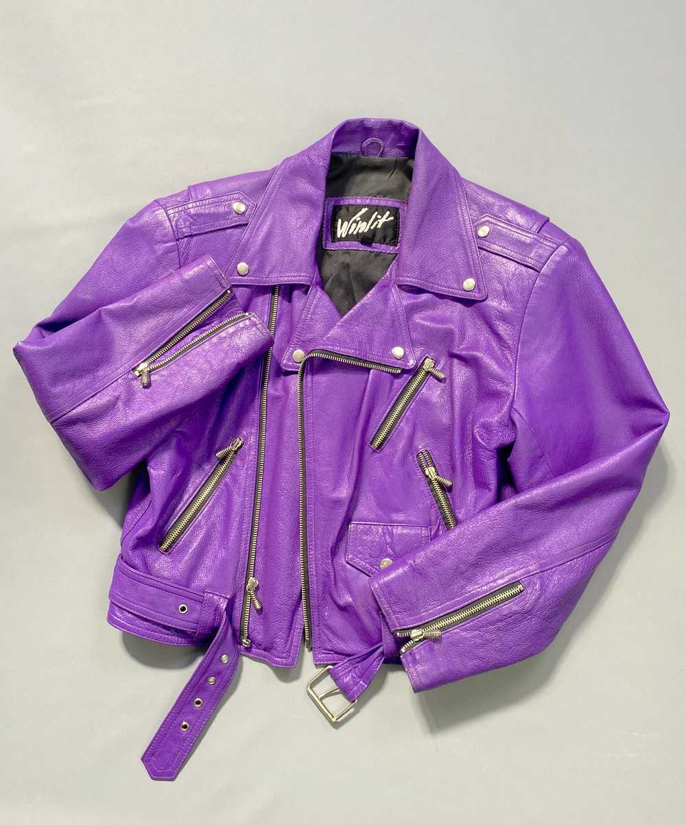 RIDICULOUSLY RADICAL 1980S ELECTRIC PURPLE LEATHE… - image 5