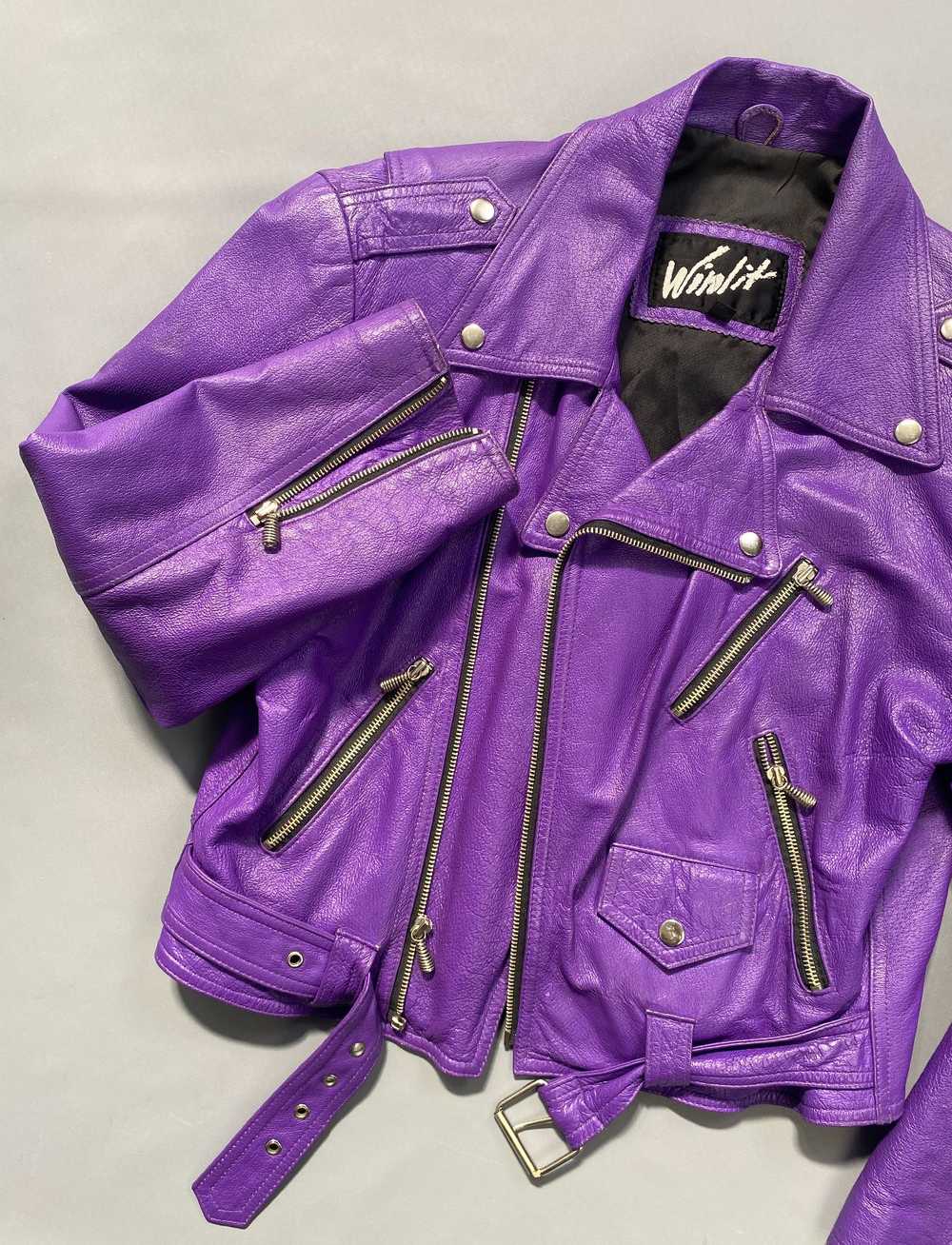 RIDICULOUSLY RADICAL 1980S ELECTRIC PURPLE LEATHE… - image 6