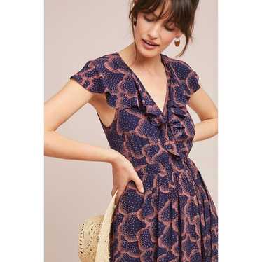 Anthropologie Maeve Rosalia Wrap Dress 12 Navy Bl… - image 1