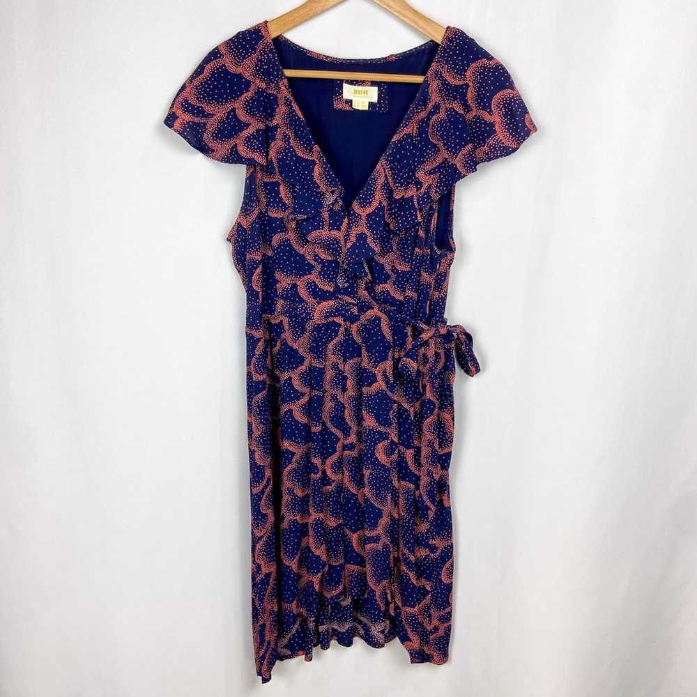 Anthropologie Maeve Rosalia Wrap Dress 12 Navy Bl… - image 4