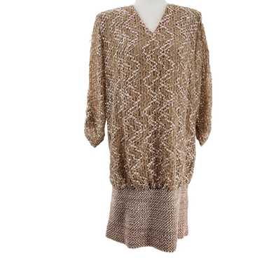 Siasia New York Champagne Gold Dress 1980s Lace S… - image 1