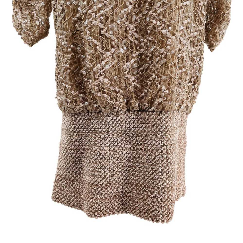 Siasia New York Champagne Gold Dress 1980s Lace S… - image 3