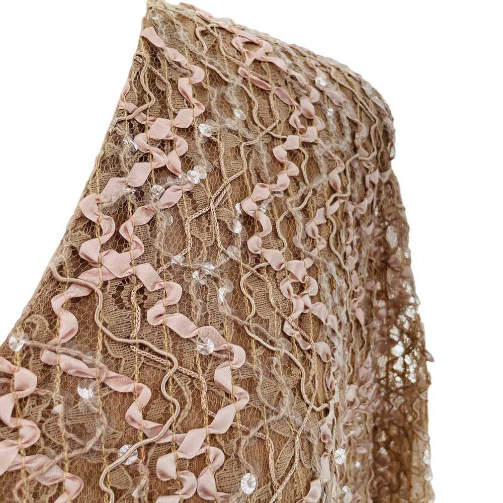 Siasia New York Champagne Gold Dress 1980s Lace S… - image 4