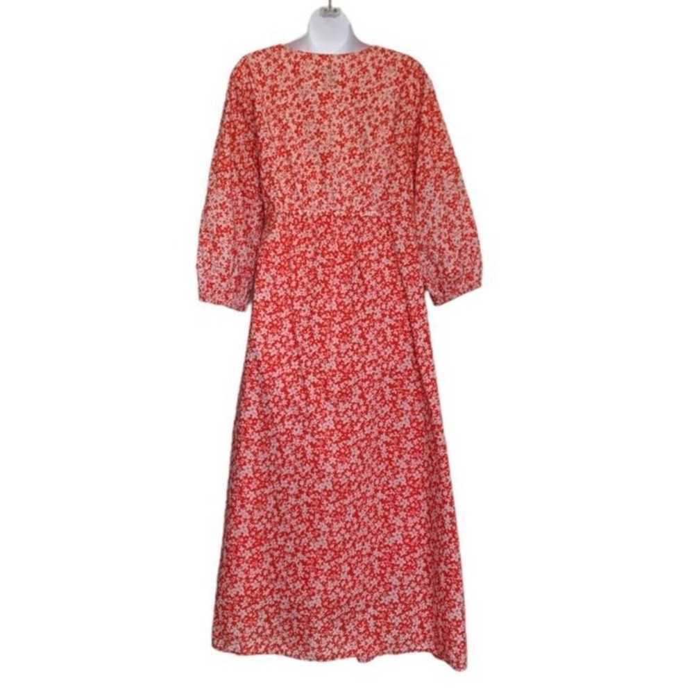 Red & white, Floral, Button Down Maxi Dress by Ha… - image 2