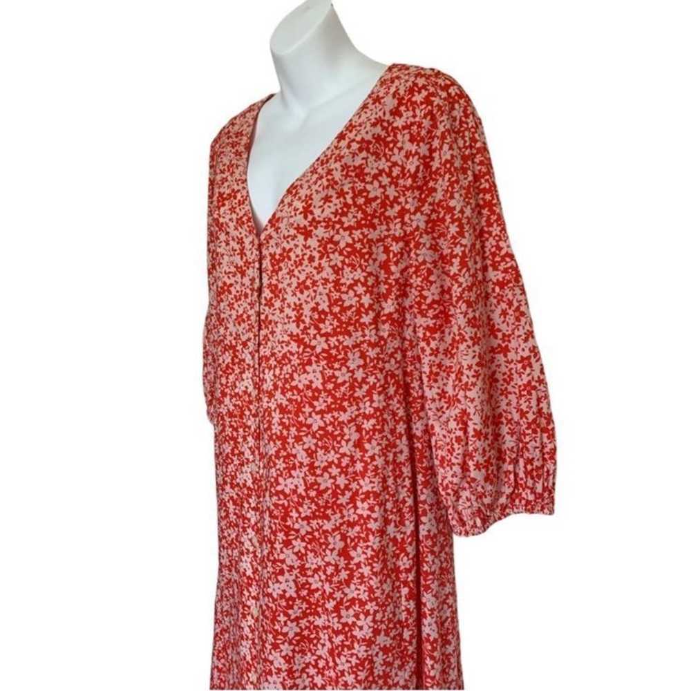 Red & white, Floral, Button Down Maxi Dress by Ha… - image 3
