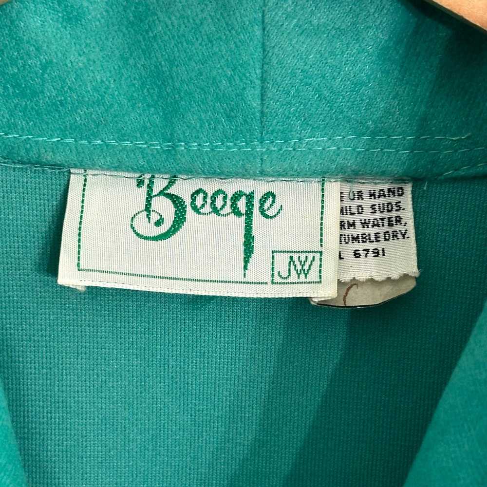 1940’s Beege Seafoam Green Waist Tie Casual Shirt… - image 4