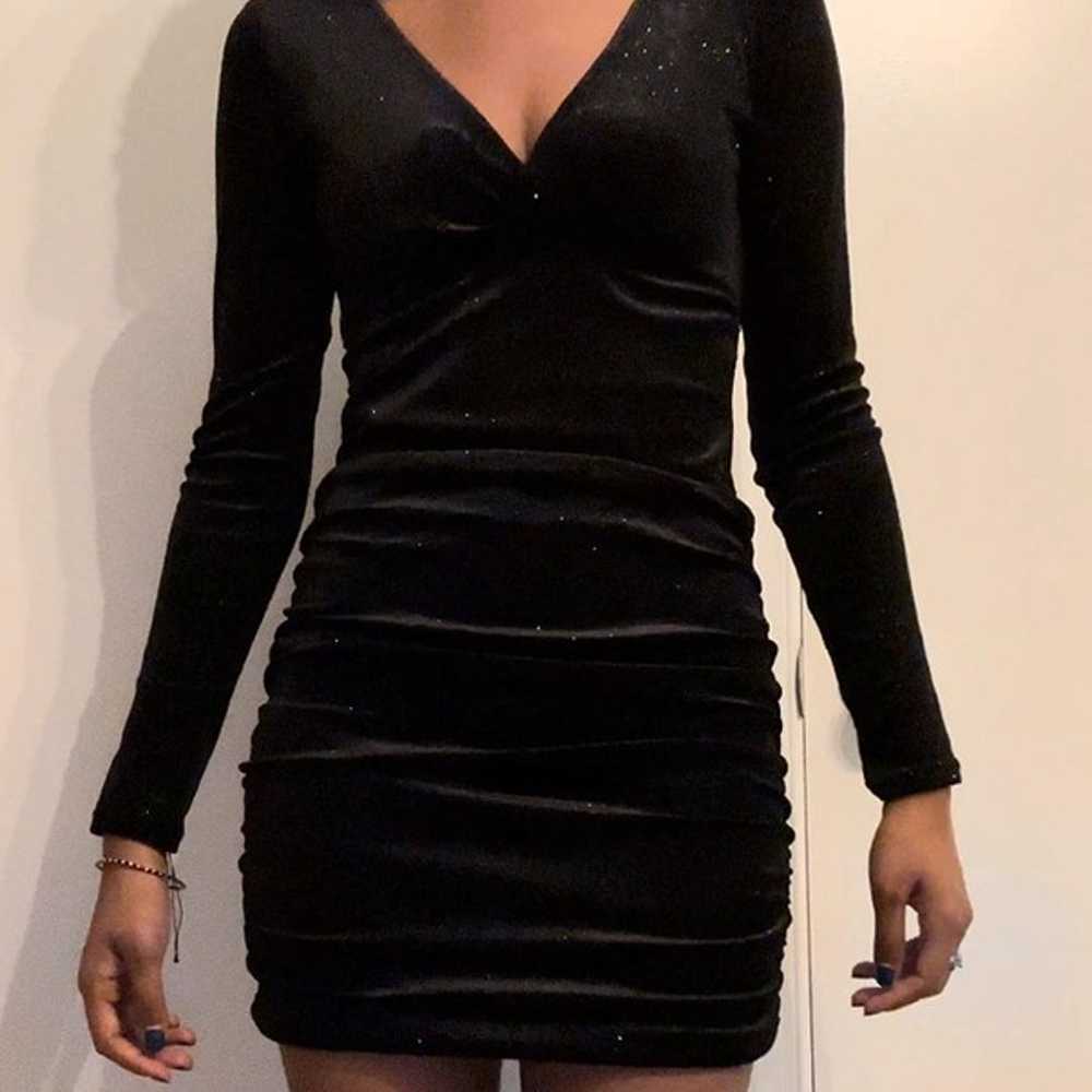 Sparkly Ruched Little Black Dress - image 2