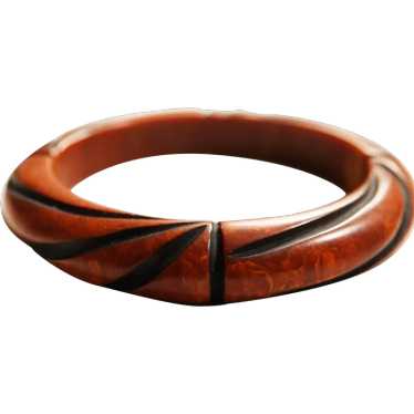 CLASSIC BAMBOO Carved Bakelite Bracelet / Bangle … - image 1