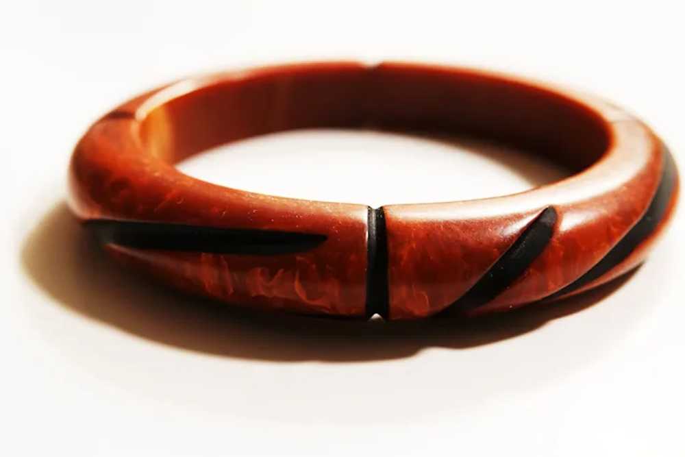 CLASSIC BAMBOO Carved Bakelite Bracelet / Bangle … - image 3