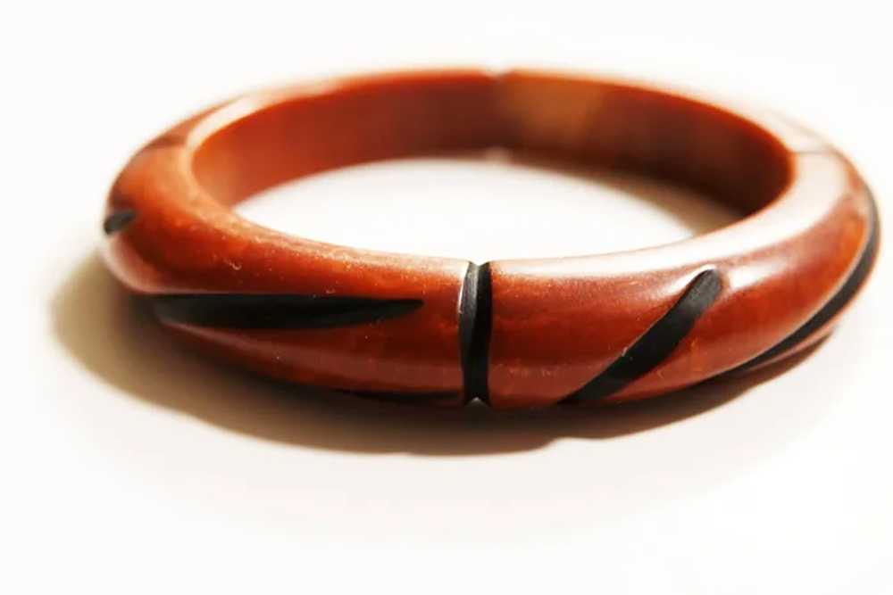 CLASSIC BAMBOO Carved Bakelite Bracelet / Bangle … - image 6