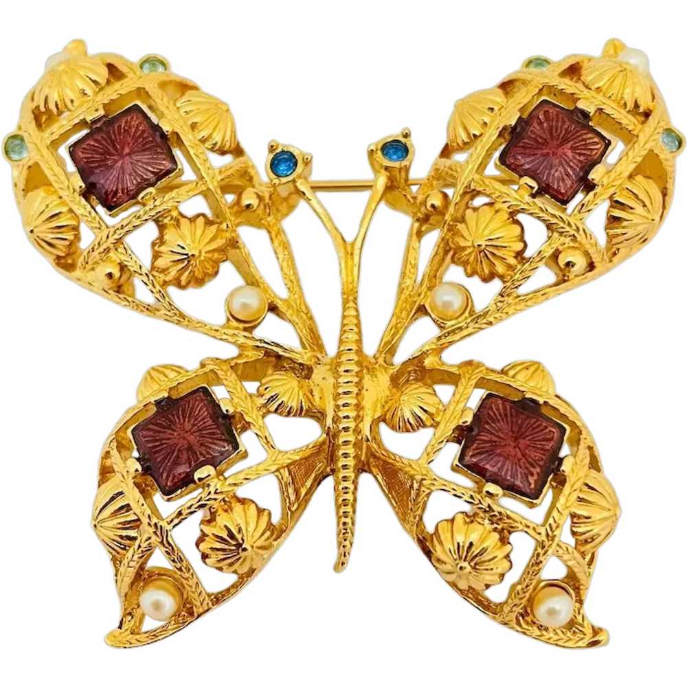 Large Goldplate Butterfly Brooch - image 1