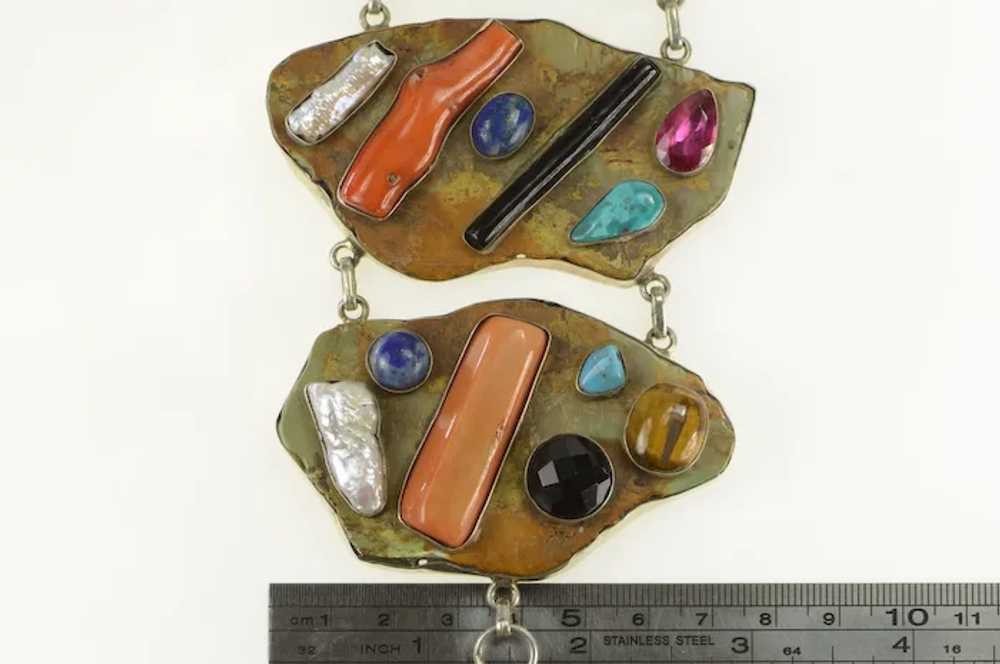 Sterling Silver Abstract Southwestern Stone State… - image 4