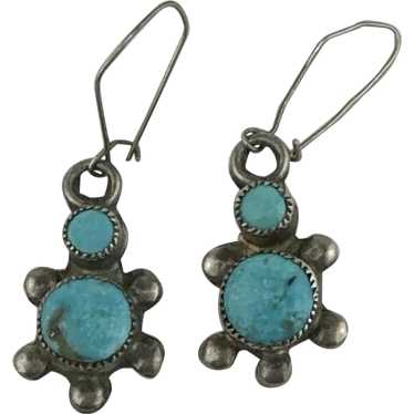 Zuni Petit Point Turquoise Turtle Earrings - image 1