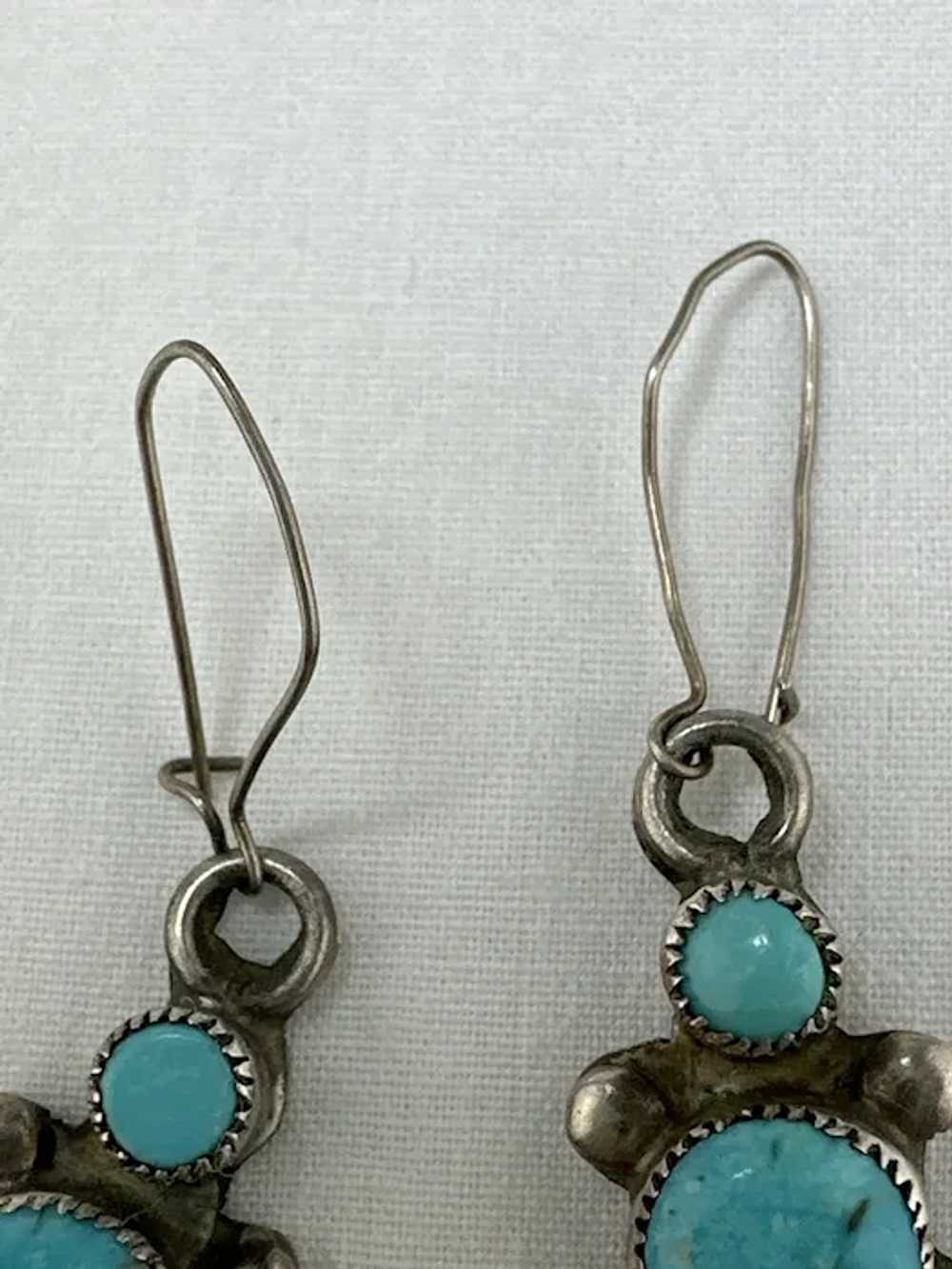 Zuni Petit Point Turquoise Turtle Earrings - image 4