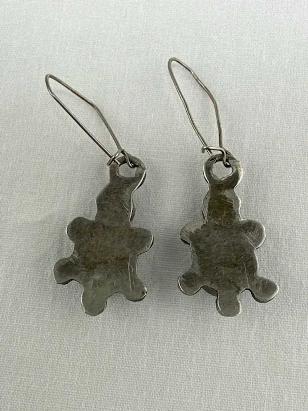 Zuni Petit Point Turquoise Turtle Earrings - image 5