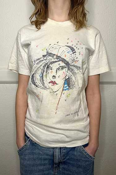Vintage 1960s Hand Drawn Lady Tee Selected by Cher